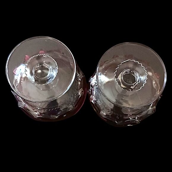 2 Kings Crown Thumbprint Sherbet Dishes Dish Set Ruby Red Flash Indiana Glass - Picture 4 of 16